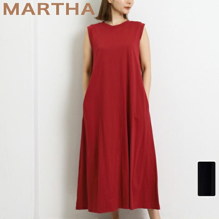 ワンピース ワンピ ロングワンピ MARTHA 綿 コットン ジャージー カットソー ノースリ レディース ひざ丈 膝丈 ミモレ丈 大人 上品 旅行 L 大きいサイズ 16752 | 