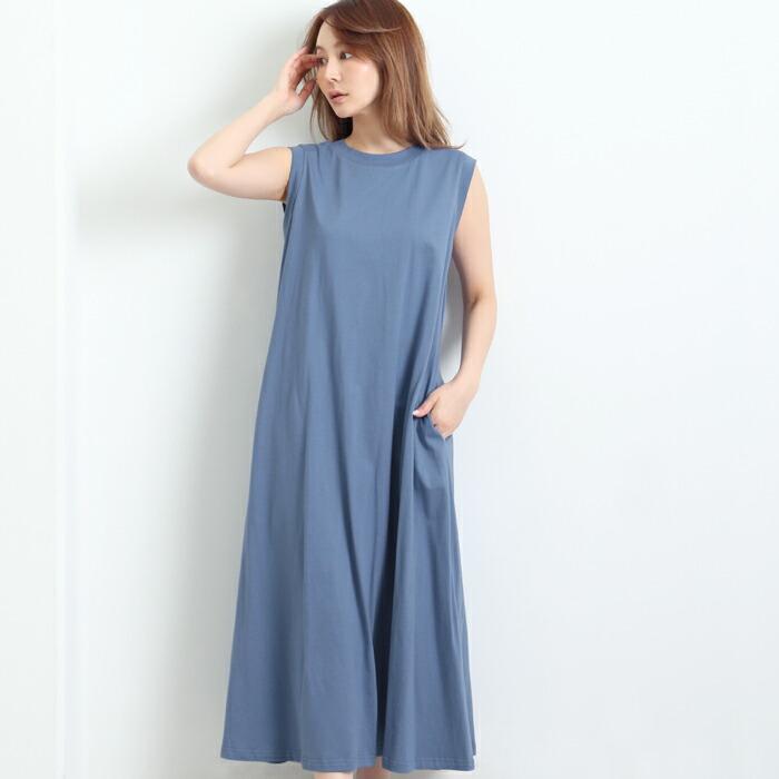 ワンピース ワンピ ロングワンピ MARTHA 綿 コットン ジャージー カットソー ノースリ レディース ひざ丈 膝丈 ミモレ丈 大人 上品 旅行 L 大きいサイズ 16752 |  | 02