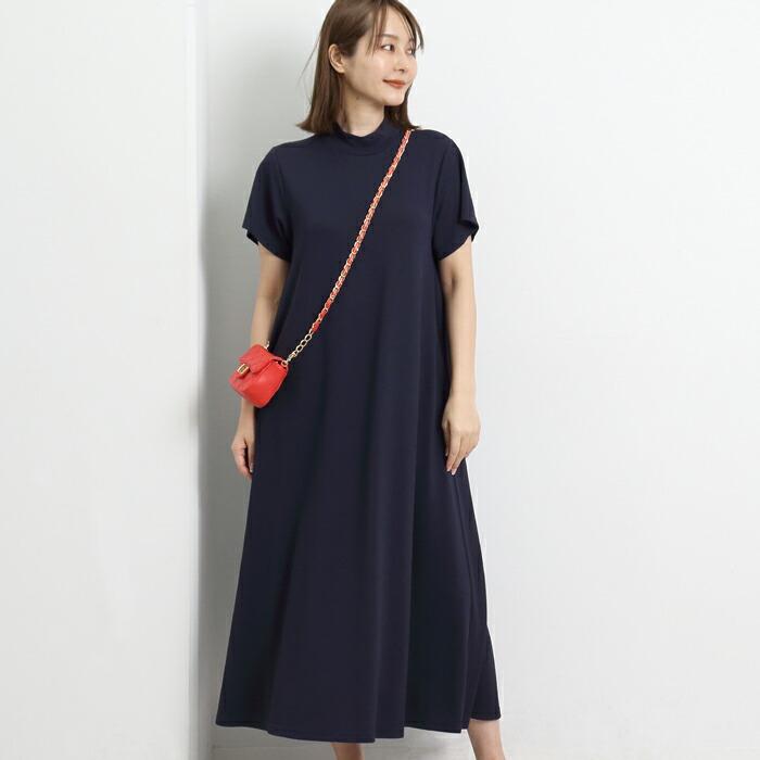 ワンピース モックネック ハイネック ロング マキシ Tワンピ ゆったり ワイド ホームウェア ワンマイル おうち着 半袖 レディース ひざ丈 膝丈 ミモレ丈 16869 |  | 01