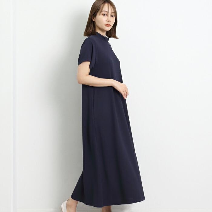 ワンピース モックネック ハイネック ロング マキシ Tワンピ ゆったり ワイド ホームウェア ワンマイル おうち着 半袖 レディース ひざ丈 膝丈 ミモレ丈 16869 |  | 02