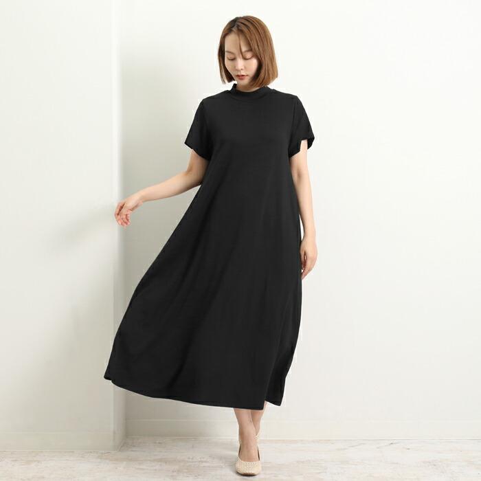 ワンピース モックネック ハイネック ロング マキシ Tワンピ ゆったり ワイド ホームウェア ワンマイル おうち着 半袖 レディース ひざ丈 膝丈 ミモレ丈 16869 |  | 08