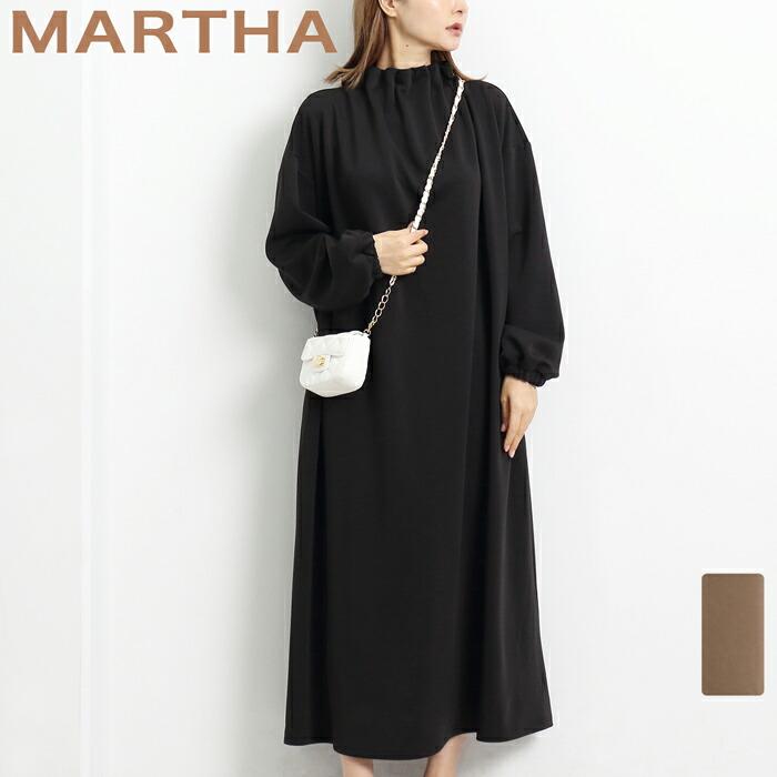 ワンピース ダンボールニット レディース MARTHA マーサ ロング ゆったり 体型カバー ホームウェア ワンマイル おうち着 L ブラック モカ aw 16911 | 