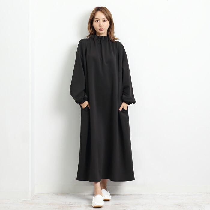 ワンピース ダンボールニット レディース MARTHA マーサ ロング ゆったり 体型カバー ホームウェア ワンマイル おうち着 L ブラック モカ aw 16911 |  | 03