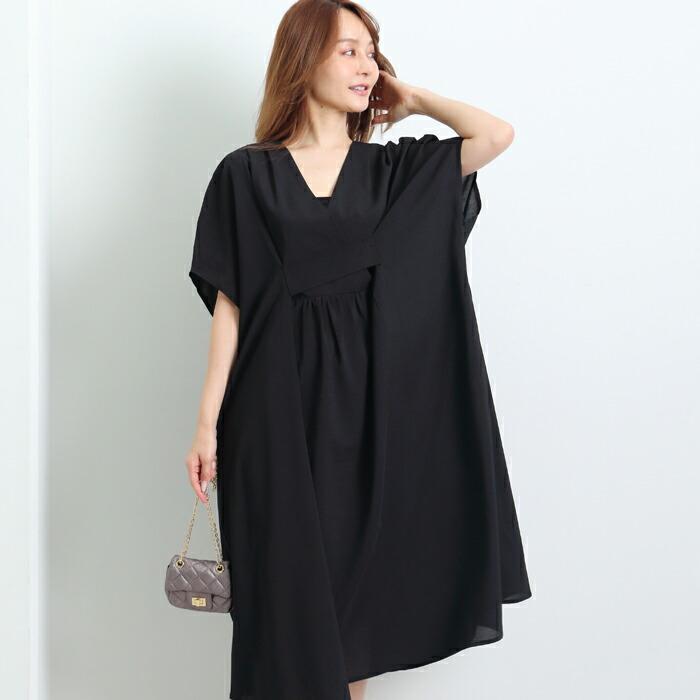 送料無料 ワンピース シャツワンピース MARTHA マーサ シャツ ブラウス チュニック カシュクール きれいめ 大きいサイズ ロング ゆったり L ブラック ss 16929 |  | 01