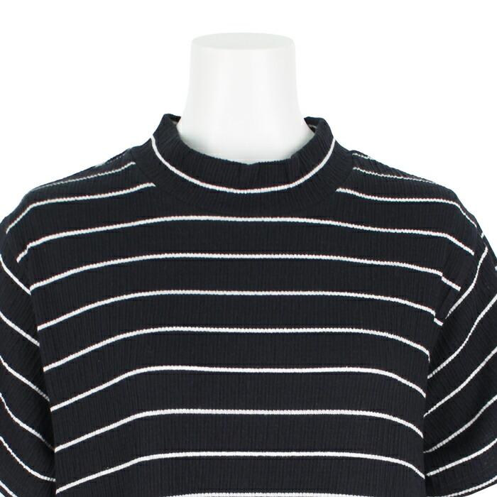 送料無料 ワンピース Tワンピ MARTHA マーサ Tシャツ 半袖 綿 コットン ハイネック ボーダー 大きいサイズ ロング ゆったり 体型カバー L ブラック ss 16980 |  | 06