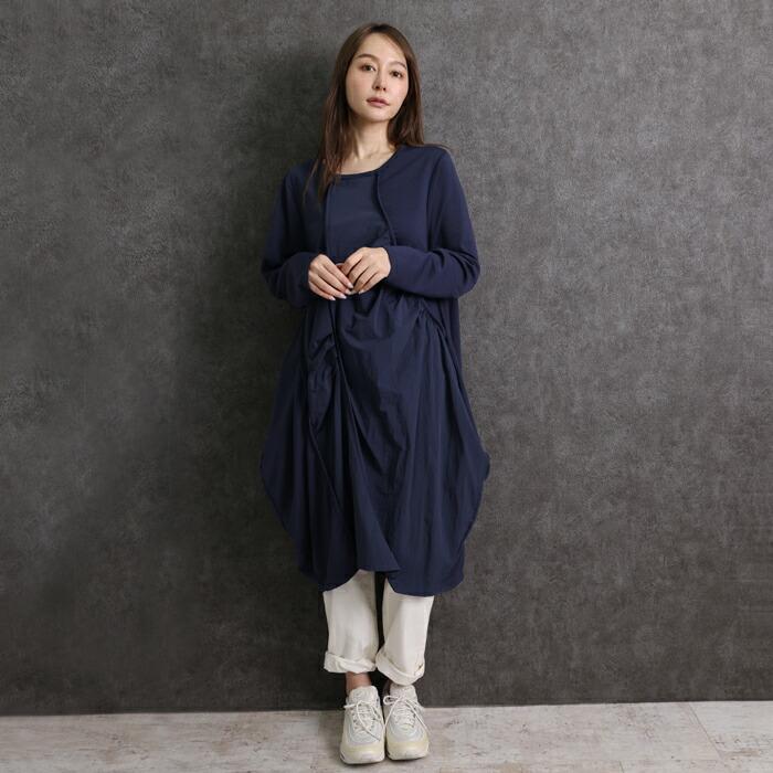 ワンピース チュニック ドレープ MARTHA マーサ コクーン おうち着 長袖 ロング丈 大人 上品 L 大きいサイズ ランチ ネイビー ブラック ss 16981 |  | 04
