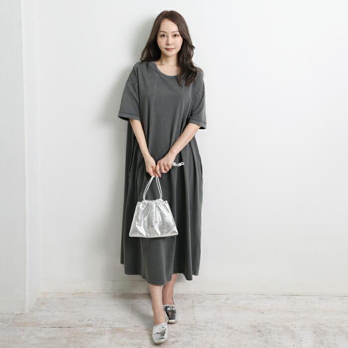 送料無料 ワンピース ロング MARTHA マーサ マキシ Tワンピ Tシャツ 半袖 綿100% コットン 大きいサイズ ロング ゆったり 体型カバー L チャコール ss 16988 |  | 03