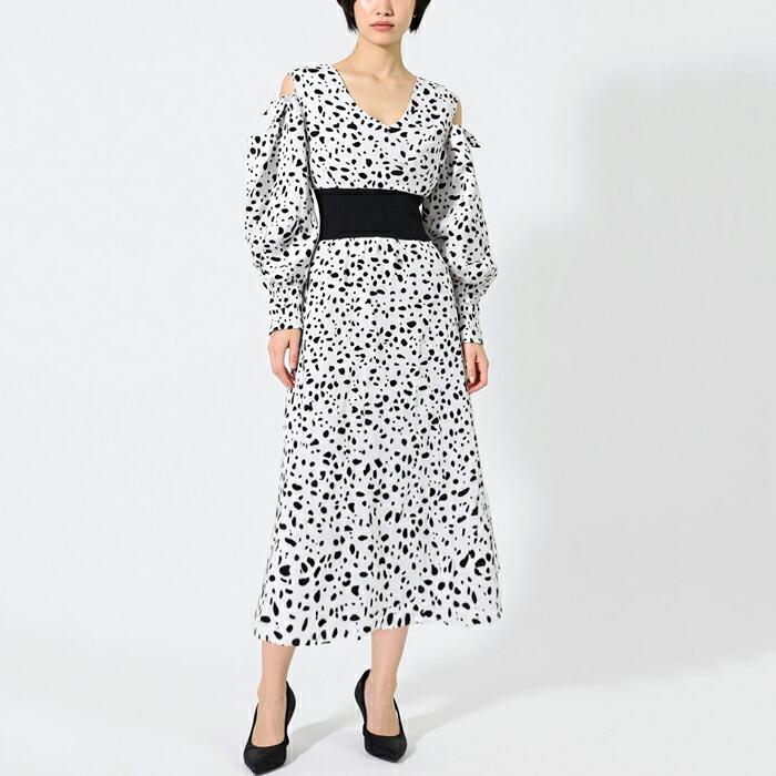ワンピース ドット ロング MARTHA マーサ ダルメ きれいめ 大きいサイズ 体型カバー 長袖 ミモレ丈 大人 上品 パーティー ブラック ホワイト aw 26332 |  | 06