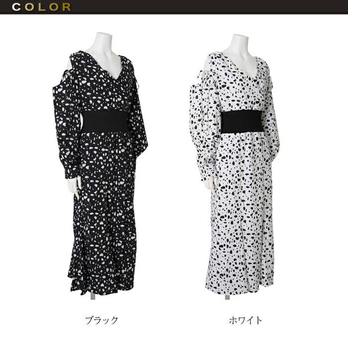 ワンピース ドット ロング MARTHA マーサ ダルメ きれいめ 大きいサイズ 体型カバー 長袖 ミモレ丈 大人 上品 パーティー ブラック ホワイト aw 26332 |  | 07