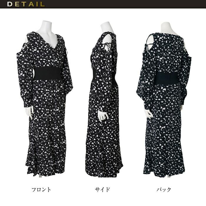 ワンピース ドット ロング MARTHA マーサ ダルメ きれいめ 大きいサイズ 体型カバー 長袖 ミモレ丈 大人 上品 パーティー ブラック ホワイト aw 26332 |  | 08