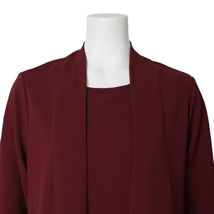 ワンピース 重ね着 ロング レイヤード きれいめ 体型カバー 長袖 ミモレ丈 大人 上品 パーティー ブラック ボルドー aw 26338 |  | 09