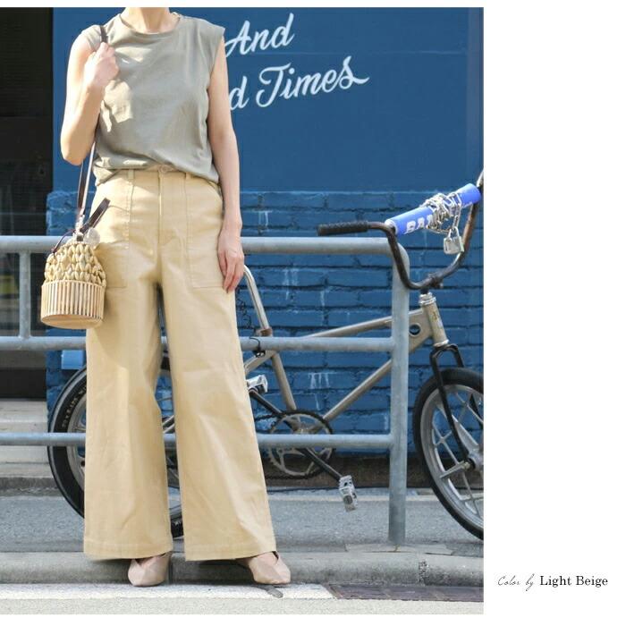 ワイドパンツ カーゴパンツ ベイカーパンツ ワイド チノパンツ ワイドチノ レディース ボトムス M L ハイウエスト ストレッチ ss 5541 |  | 03