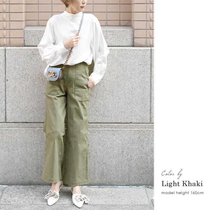 ワイドパンツ カーゴパンツ ベイカーパンツ ワイド チノパンツ ワイドチノ レディース ボトムス M L ハイウエスト ストレッチ ss 5541 |  | 05