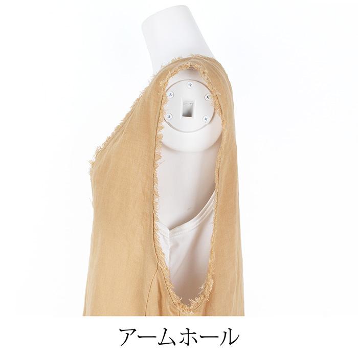 送料無料 訳あり 某ブランド ベスト ジレ ライトアウター リネン 麻100% 夏 薄手●レディース  Vネック フリンジ 無地 レイヤード ネイビー ベージュ 9号 60235 |  | 06