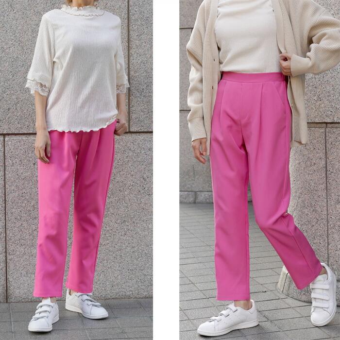 ラスト1点☆テーパードパンツ カラーパンツ パンツ ウエストゴム カラー ゆるパンツ ロングパンツ ボトムス レディース  緑 グリーン ss aw 7524 |  | 02