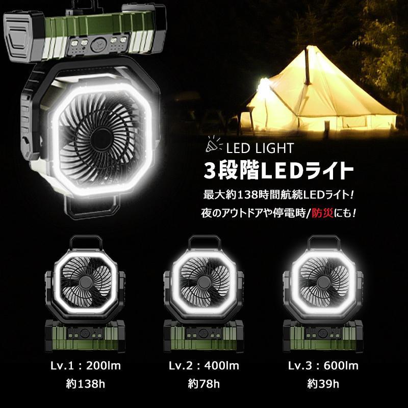 【正規品】 多機能ファン アウトドア 扇風機 リモコン 首振り 20000mAh 充電式 DCモーター タイマー 4段階風量 LEDライト 大風量 卓上 熱中症対策 業務用 工業扇 |  | 06