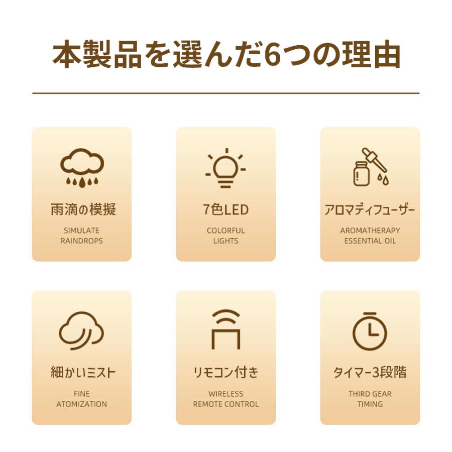 【正規品】 加湿器 超音波式 卓上 可愛い アロマ加湿器 回転傘 雨滴の模擬 7色LED リモコン付き タイマー 小型 乾燥対策 8H連続運転 静音 寝室 おしゃれ 省エネ |  | 04