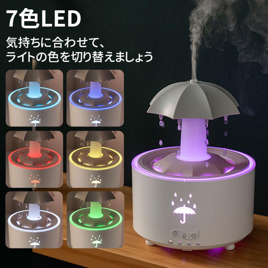 【正規品】 加湿器 超音波式 卓上 可愛い アロマ加湿器 回転傘 雨滴の模擬 7色LED リモコン付き タイマー 小型 乾燥対策 8H連続運転 静音 寝室 おしゃれ 省エネ |  | 06