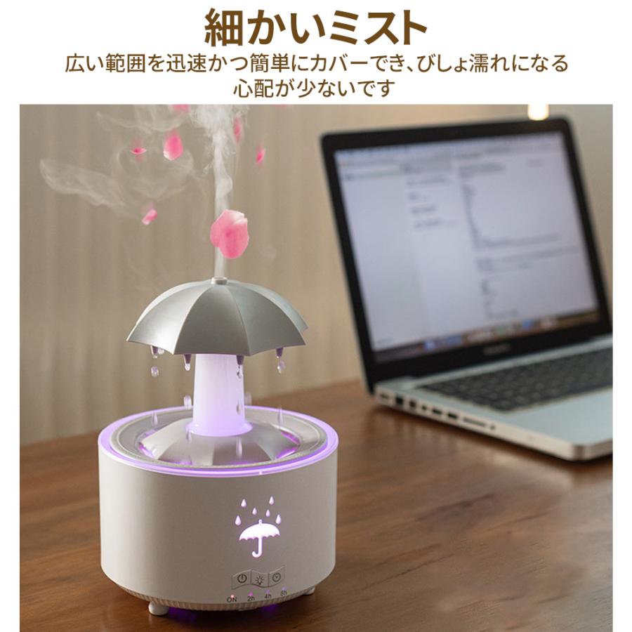 【正規品】 加湿器 超音波式 卓上 可愛い アロマ加湿器 回転傘 雨滴の模擬 7色LED リモコン付き タイマー 小型 乾燥対策 8H連続運転 静音 寝室 おしゃれ 省エネ |  | 09