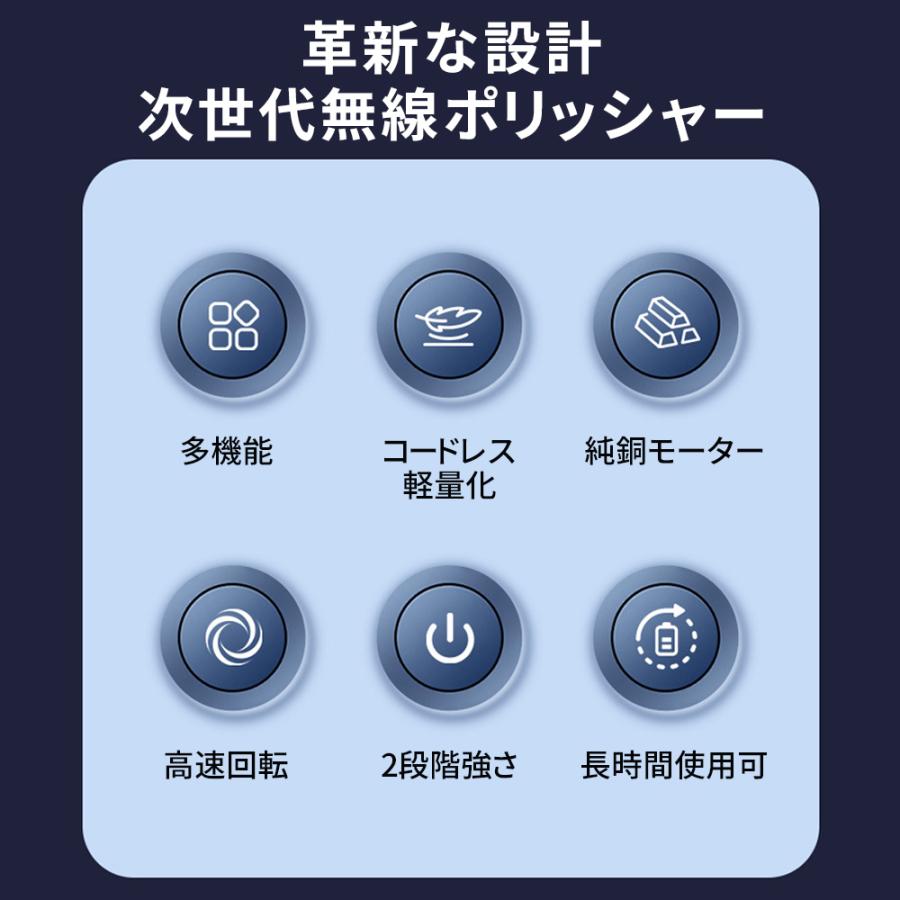 【正規品】 ミニポリッシャー バフ 充電式 電動ポリッシャー 車 研磨 サンドペーパー 大容量バッテリ一 小型 車磨き ワックス 洗車 傷消し ホイール磨き 家庭用 |  | 02