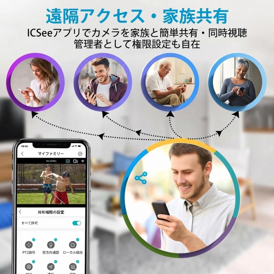 防犯カメラ 屋外 600万画素 Wi-Fi 2画面 PTZ 首振り 自動追尾 フルカラー暗視 5倍ズーム 双方向通話 発光威嚇 Bluetooth配網 工事不要 IP66防水 |  | 13