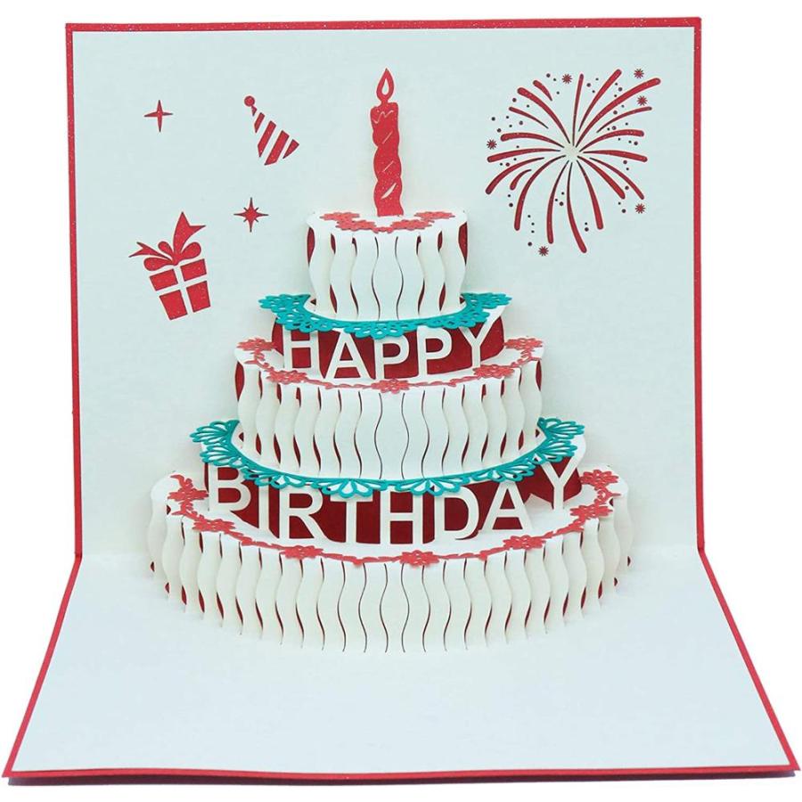 Ojsensai 切り絵立体バースデーケーキ 誕生日カード レッドグリーティングカード 手作り オリジナル バースデーケーキ３ｄ Pop Up Ca Gys Lft Shop ヤフー店 通販 Yahoo ショッピング