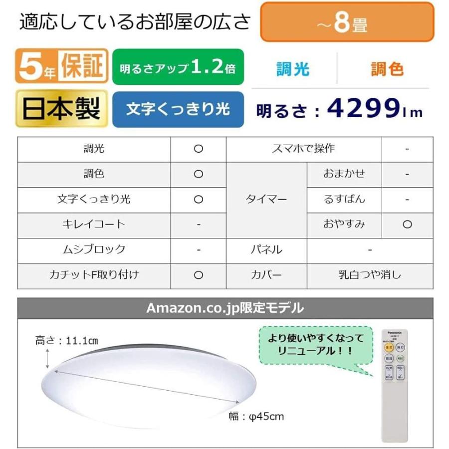 パナソニック 日本製 LEDシーリングライト 調光・調色タイプ ~8畳 