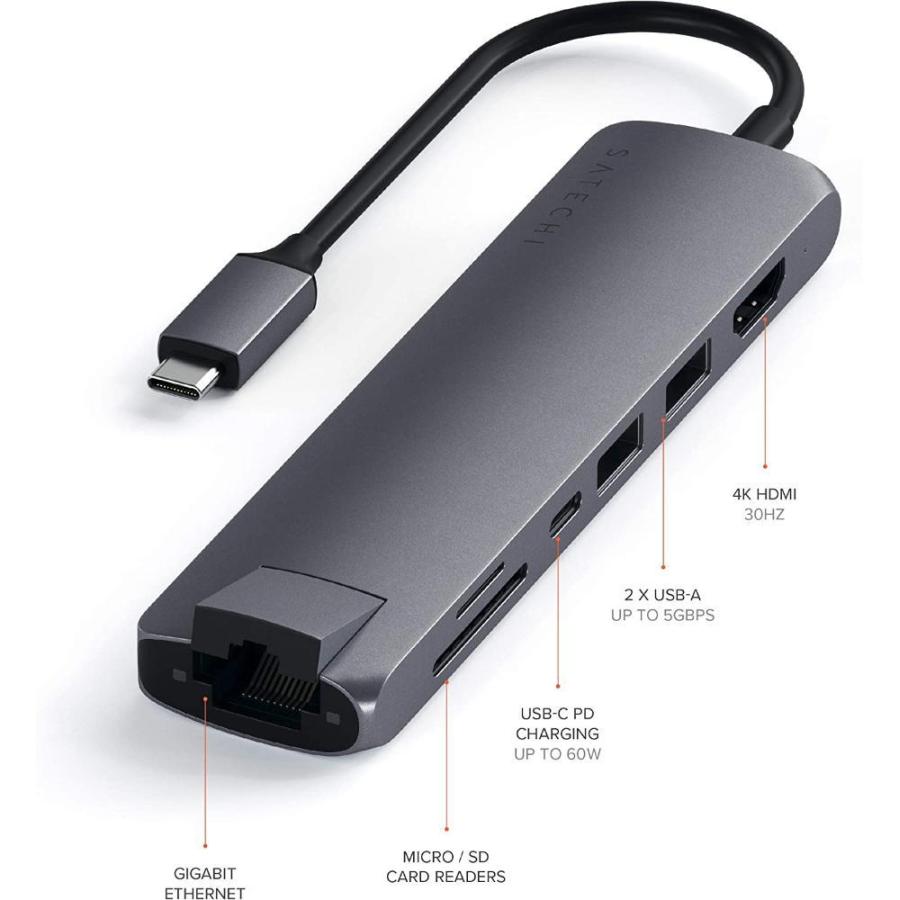 Satechi イーサネット付き スリム マルチ USB-Cハブ (スペースグレイ) 4K HDMI ギガビット USB-C PD充電 (MacBo｜lft-shop｜05
