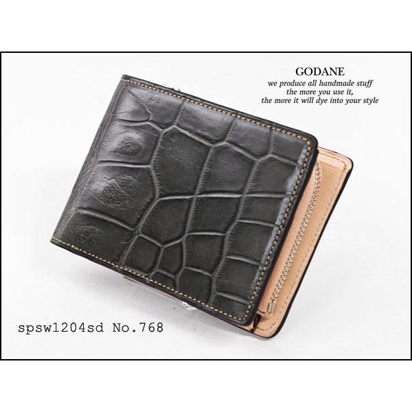 特別セール品 マットシャムクロコダイル竹符ベリー革 ゴダン 二つ折財布 Gray Spsw14sd 財布 Dagl Tg