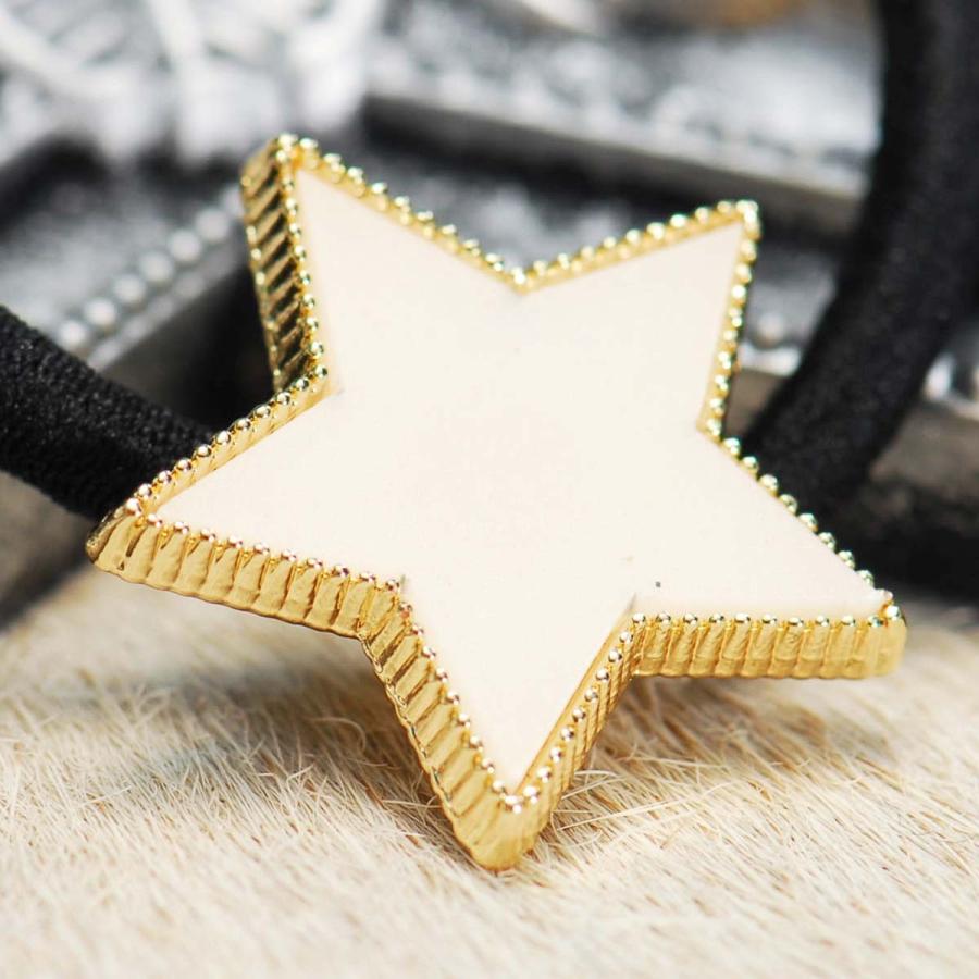 星モチーフヘアゴム 白 ヘアアクセ ヘアアクセサリー 髪飾り : ライチ