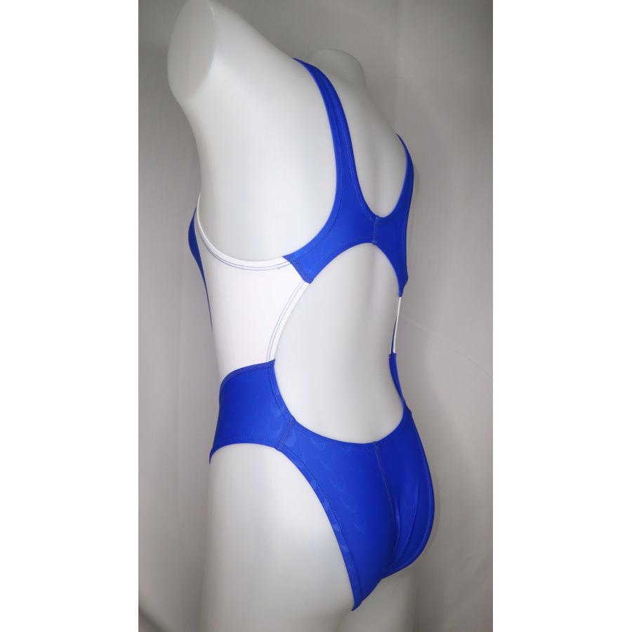 【AquatiC】 【創作衣装】 AC001 BlueWing 競泳水着 レディース 青白 ハイカットの画像