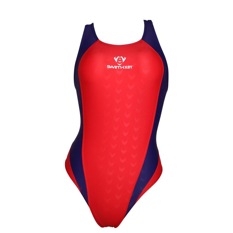 SWIMHXBY】 競泳水着 レディース ガールズ 281 ベーシック 赤ネイビー