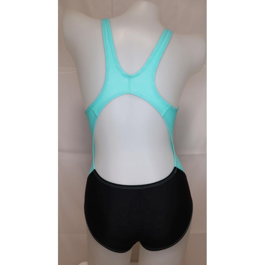 競泳水着 緑・黒 ストライプデザイン SWIMHXBY] 競泳水着 レディース ガールズ 203 黄緑 ウォーター