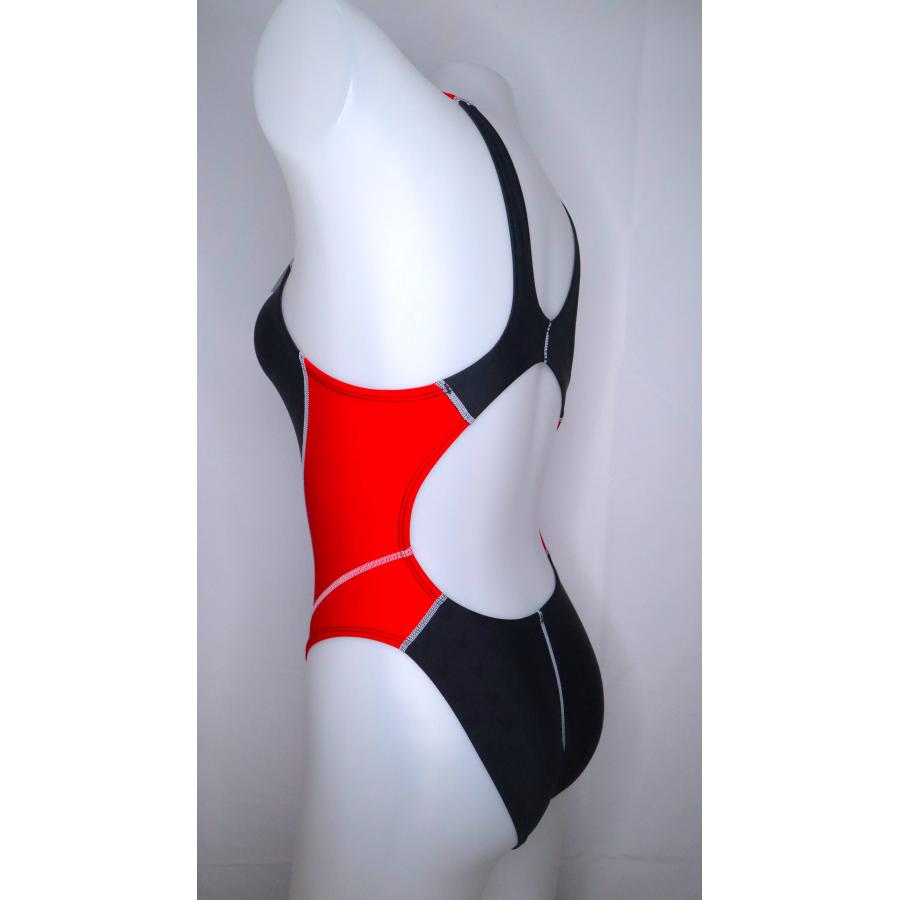 SWIMON] 競泳水着 レディース ガールズ ハイカット 黒赤 2色