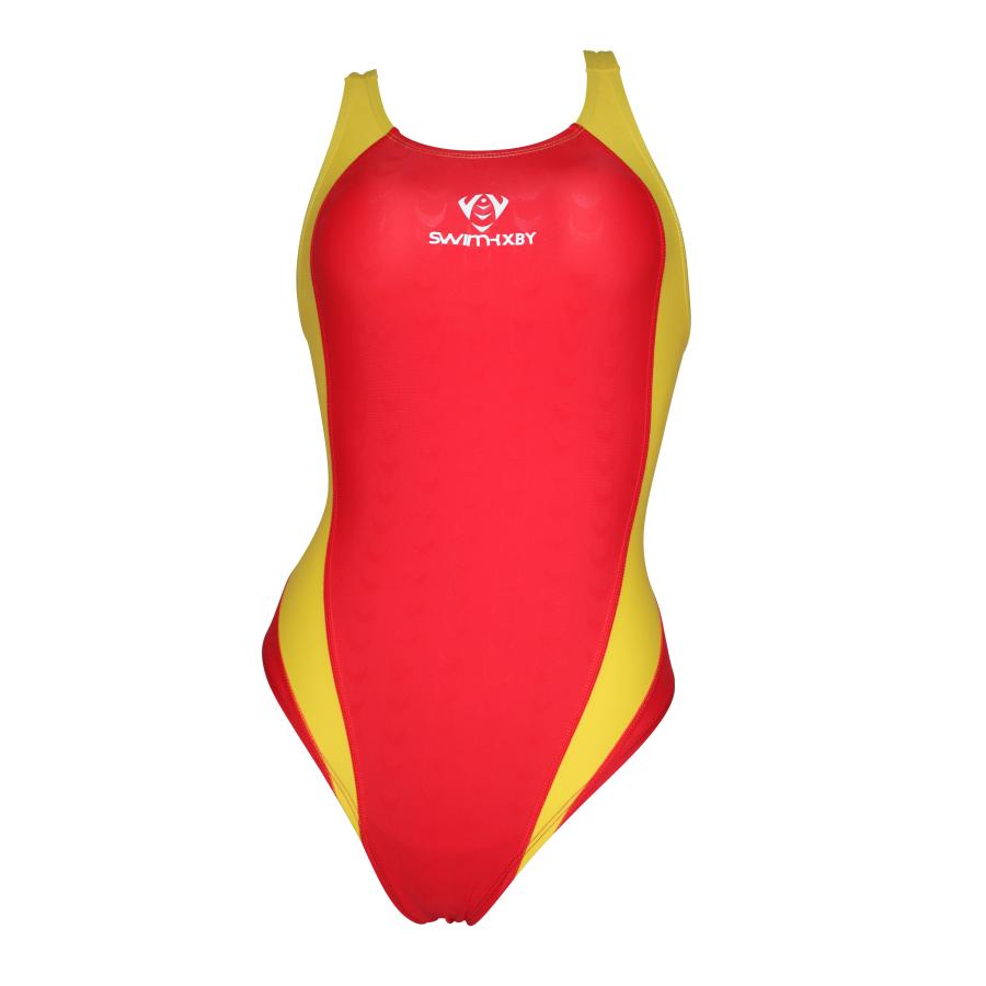 SWIMHXBY】 競泳水着 レディース ガールズ 281 ベーシック 赤黄 SWIMHXBY】 競泳水着 レディース ガールズ 281 ベーシック 赤黄