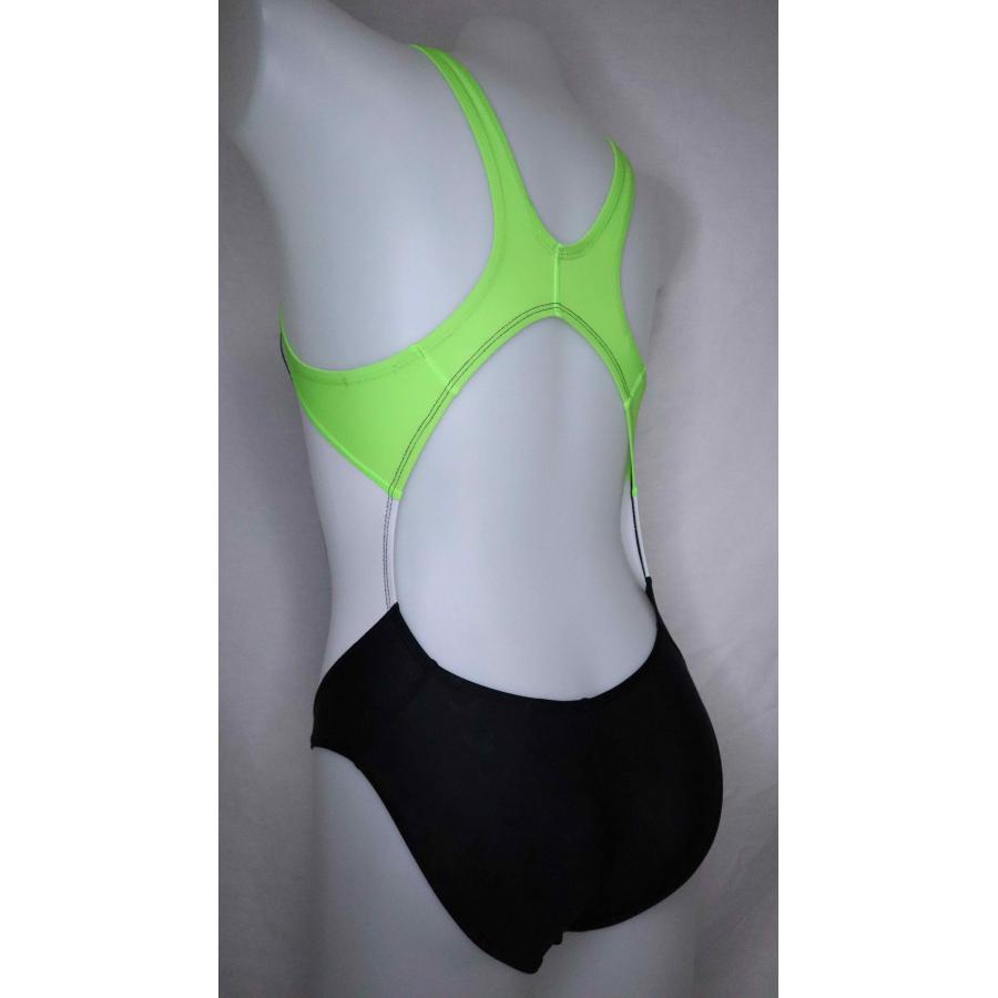 競泳水着 緑・黒 ストライプデザイン インファー】976-1 緑紫黒 3色カラー 競泳水着 レディース