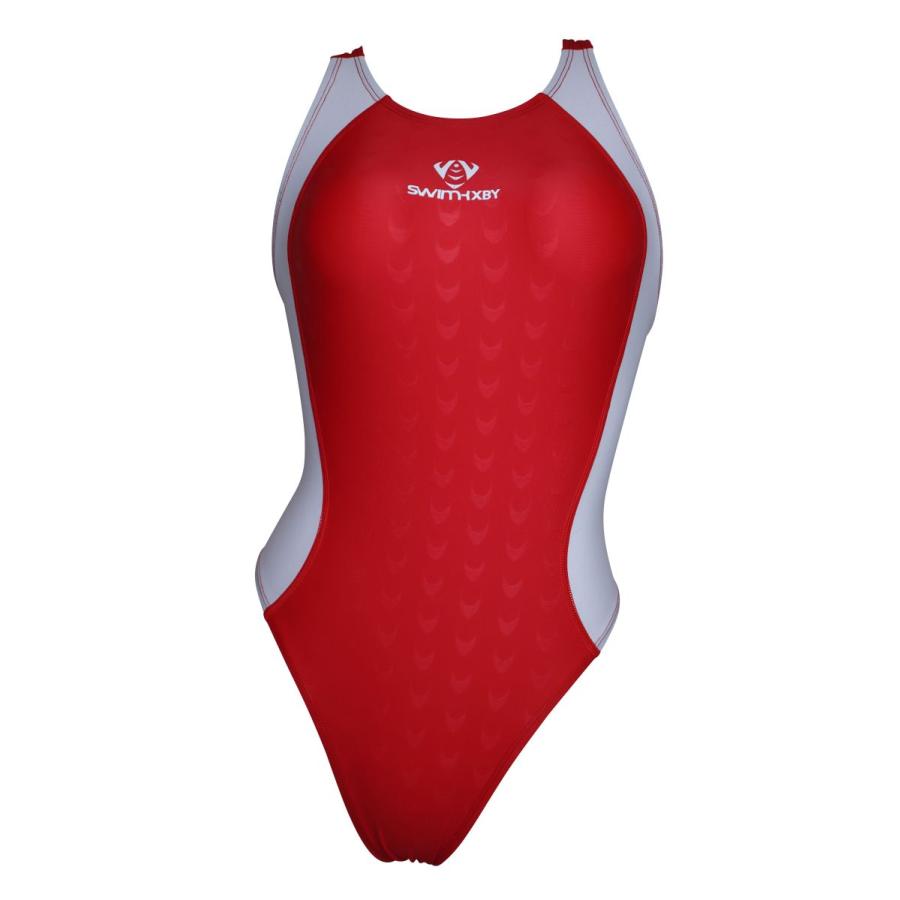 SWIMHXBY】 競泳水着 レディース ガールズ 283 ベーシック 赤白 SWIMHXBY】 競泳水着 レディース ガールズ 283 ベーシック 赤白