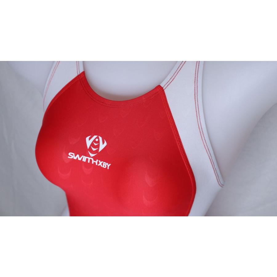 白・水色/赤 スポーツ用水着 SWIMHXBY】 競泳水着 レディース ガールズ 283 ベーシック 赤白