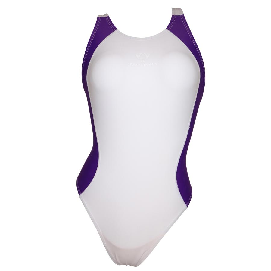 SWIMHXBY】 競泳水着 レディース ガールズ 283 ベーシック 白紫