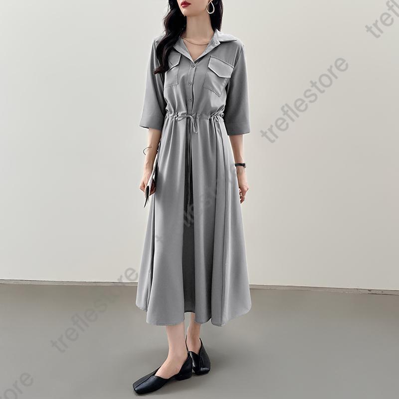 レトロポジショニングプリント✨ゆったりロングシャツワンピース シャツワンピース ロング ワンピース レディース シャツ ロング