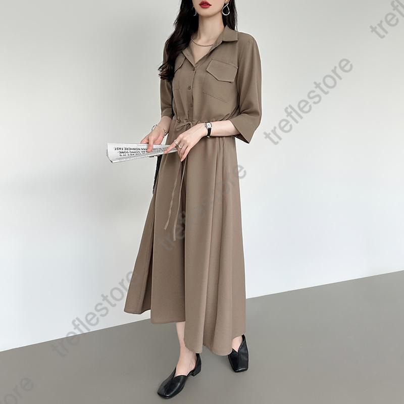 シャツワンピース ロング ワンピース レディース シャツ ロング