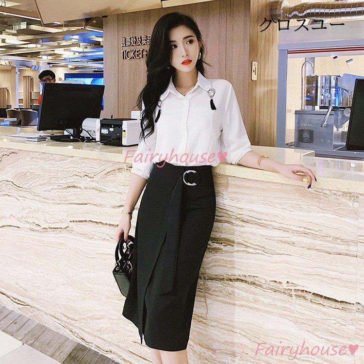 スカート 膝丈 春夏 タイトスカート 黒 aラインスカート レディース 40