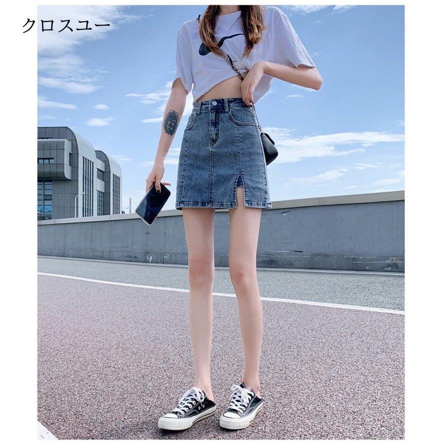 デニムスカート パンツ レディース ショートパンツ タイト ショーパン ミニ画像 ミニ丈 デニム コーデ40代 シンプル インナーパンツ付き｜liangfu-105cross｜08