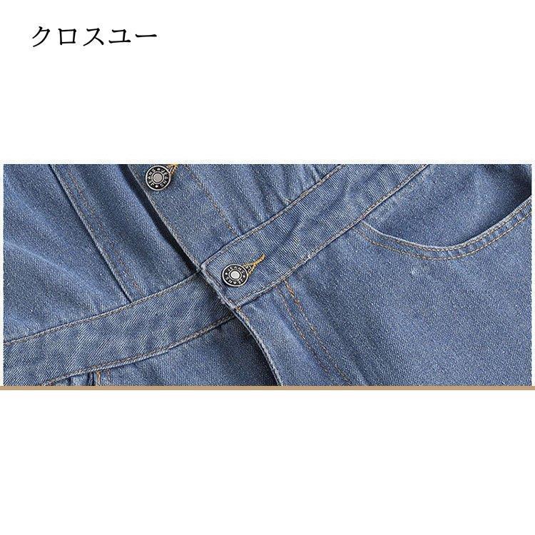 サロペット レディース パンツ リボン 低身長 サスペンダー ストレッチ レディース デニム サス付き つなぎ サロペ ボトムス オールインワン｜liangfu-105cross｜17