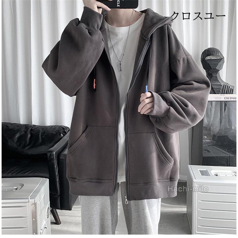 パーカー メンズ ジップパーカー 長袖 ダブルジップ メンズスタイル ジップアップパーカー 秋物 春服 冬｜liangfu-105cross｜14