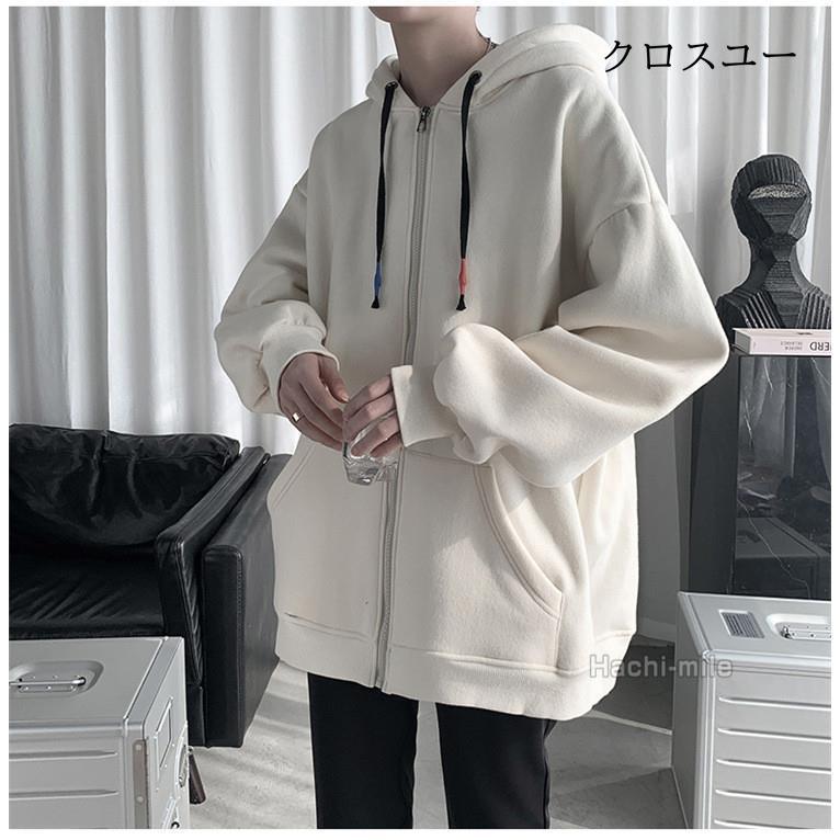 パーカー メンズ ジップパーカー 長袖 ダブルジップ メンズスタイル ジップアップパーカー 秋物 春服 冬｜liangfu-105cross｜08