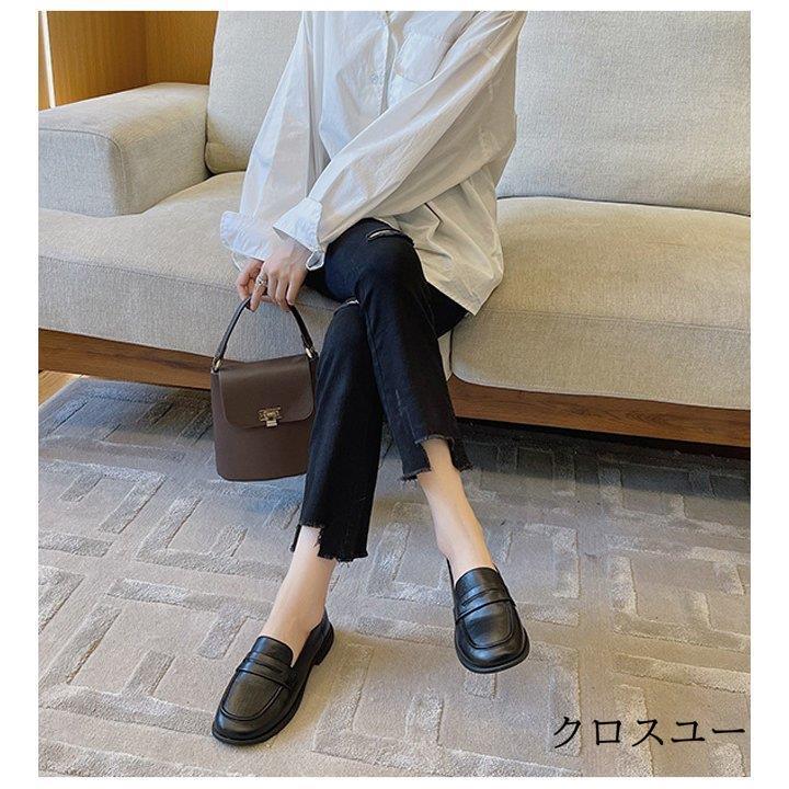 ローファー レディース 本革 フラットシューズ 高級感 革靴 世界的に有名な レトロ チャンキーヒール オフィス レザーシューズ ローヒール 楽チン 皮 靴