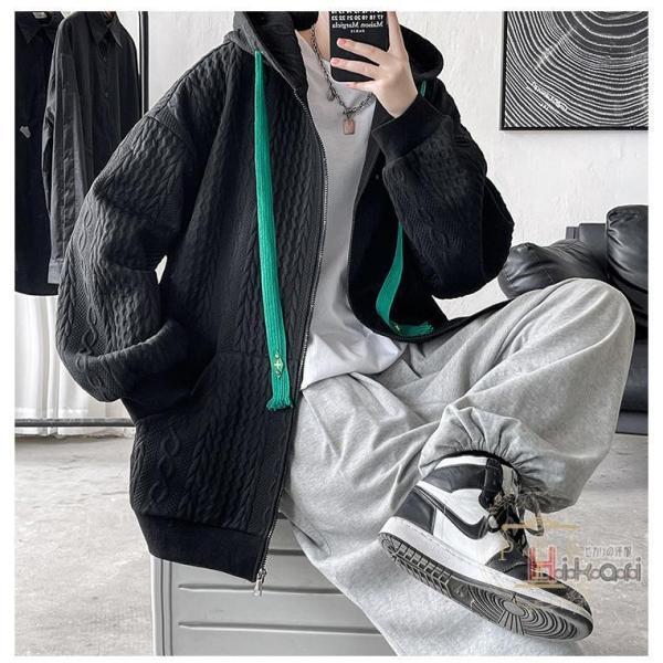 ホワイト エンボス加工 パーカー パーカー メンズ 長袖 白 ジップパーカー エンボス加工 大きい