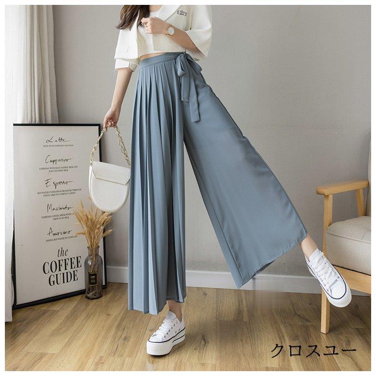 ダークブルー ガウチョパンツ リボン付き 楽天市場】【50％OFF！マラソン限定クーポンで】パンツ ガウチョ