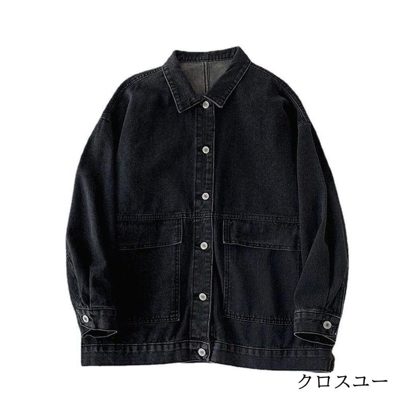 ジャケット レディース デニム ジャンパー 長袖 ノーカラー トップス カジュアル シンプル ゆったり 秋服 おしゃれ 通学 カーゴ 可愛い｜liangfu-105cross｜11